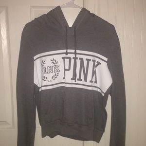 Grey Pink Logo Hoodie